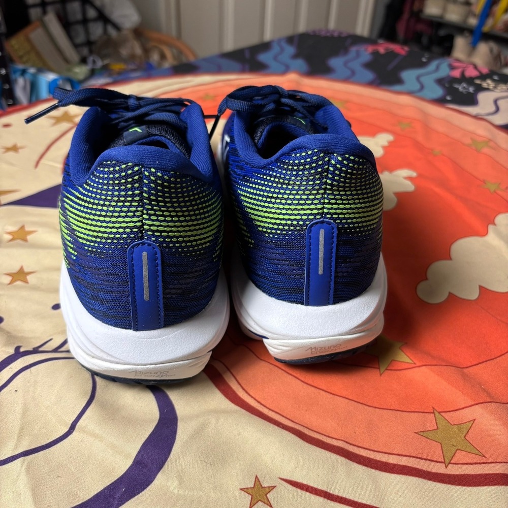 Mizuno Wave Rider 28 Mens Running Shoes Blue Lime Athletic Sneakers Size 9 Walk - Picture 6 of 11